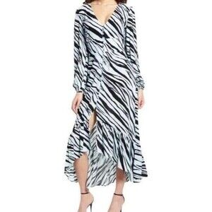 New Leith Womens Maxi Dress Long Sleeve Blue Glow Tiger Print Size 2X Plus